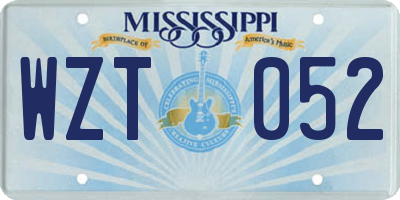 MS license plate WZT052