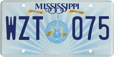 MS license plate WZT075