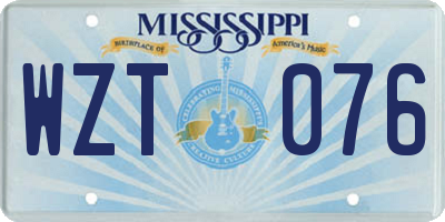 MS license plate WZT076