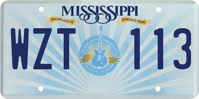 MS license plate WZT113