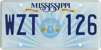 MS license plate WZT126