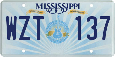 MS license plate WZT137
