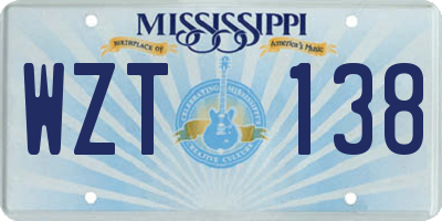 MS license plate WZT138