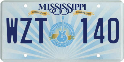 MS license plate WZT140