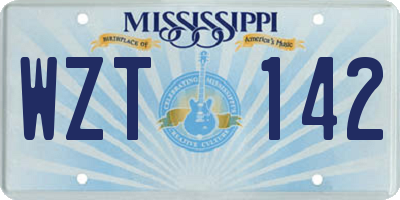 MS license plate WZT142