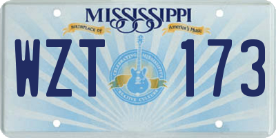 MS license plate WZT173