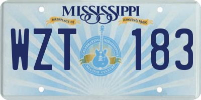 MS license plate WZT183
