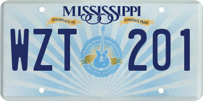 MS license plate WZT201