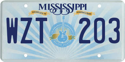 MS license plate WZT203