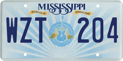 MS license plate WZT204