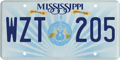MS license plate WZT205