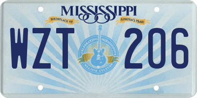 MS license plate WZT206