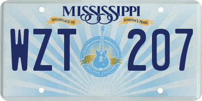 MS license plate WZT207