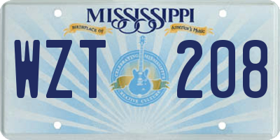 MS license plate WZT208