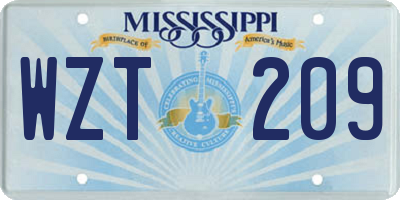 MS license plate WZT209