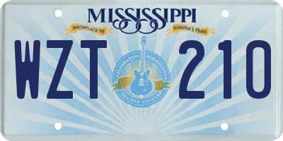 MS license plate WZT210