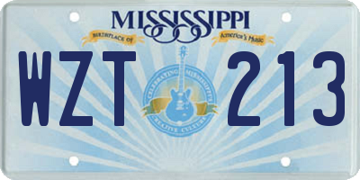 MS license plate WZT213