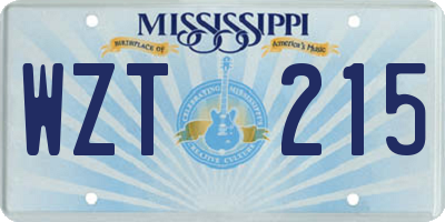 MS license plate WZT215
