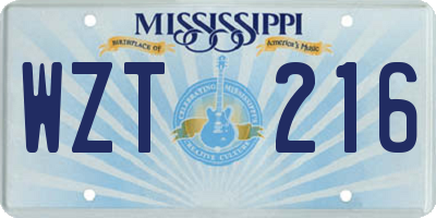 MS license plate WZT216