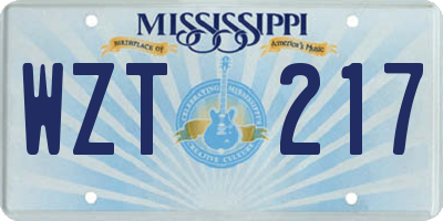 MS license plate WZT217
