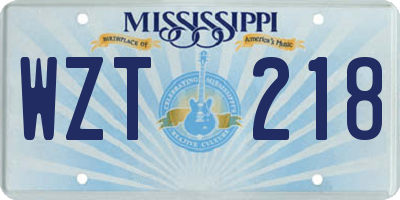 MS license plate WZT218