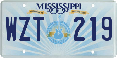 MS license plate WZT219
