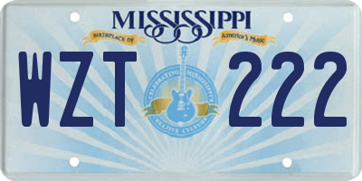 MS license plate WZT222