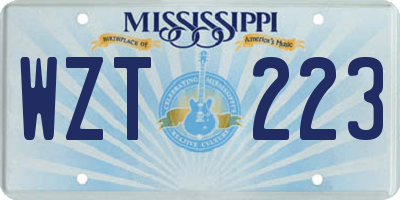MS license plate WZT223