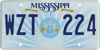 MS license plate WZT224