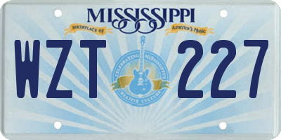 MS license plate WZT227