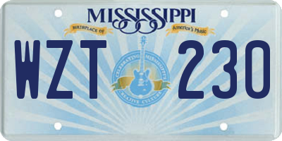 MS license plate WZT230