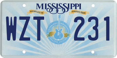 MS license plate WZT231