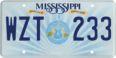 MS license plate WZT233