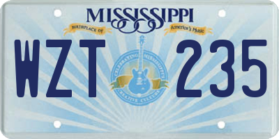 MS license plate WZT235