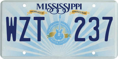 MS license plate WZT237