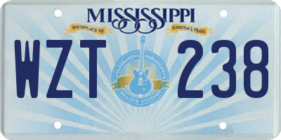 MS license plate WZT238