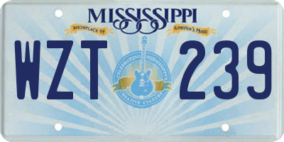 MS license plate WZT239