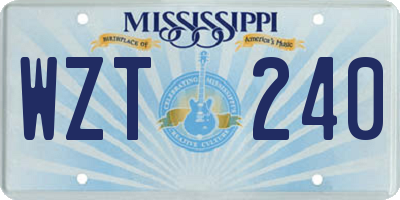 MS license plate WZT240