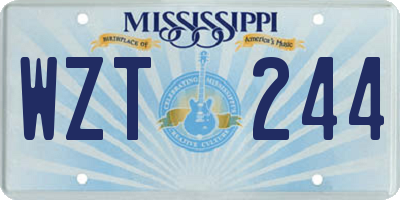 MS license plate WZT244