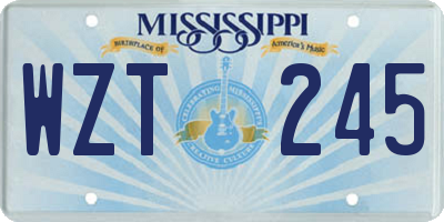 MS license plate WZT245