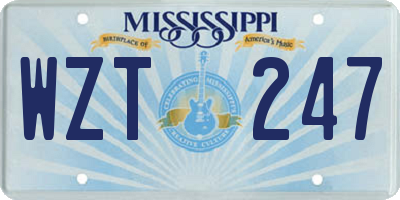 MS license plate WZT247