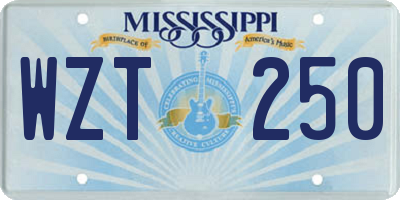MS license plate WZT250