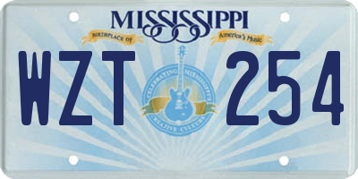 MS license plate WZT254