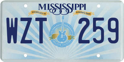 MS license plate WZT259
