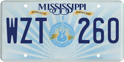 MS license plate WZT260