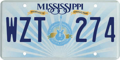 MS license plate WZT274