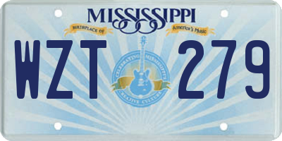 MS license plate WZT279