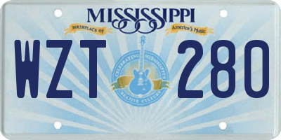 MS license plate WZT280