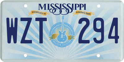 MS license plate WZT294
