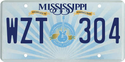 MS license plate WZT304